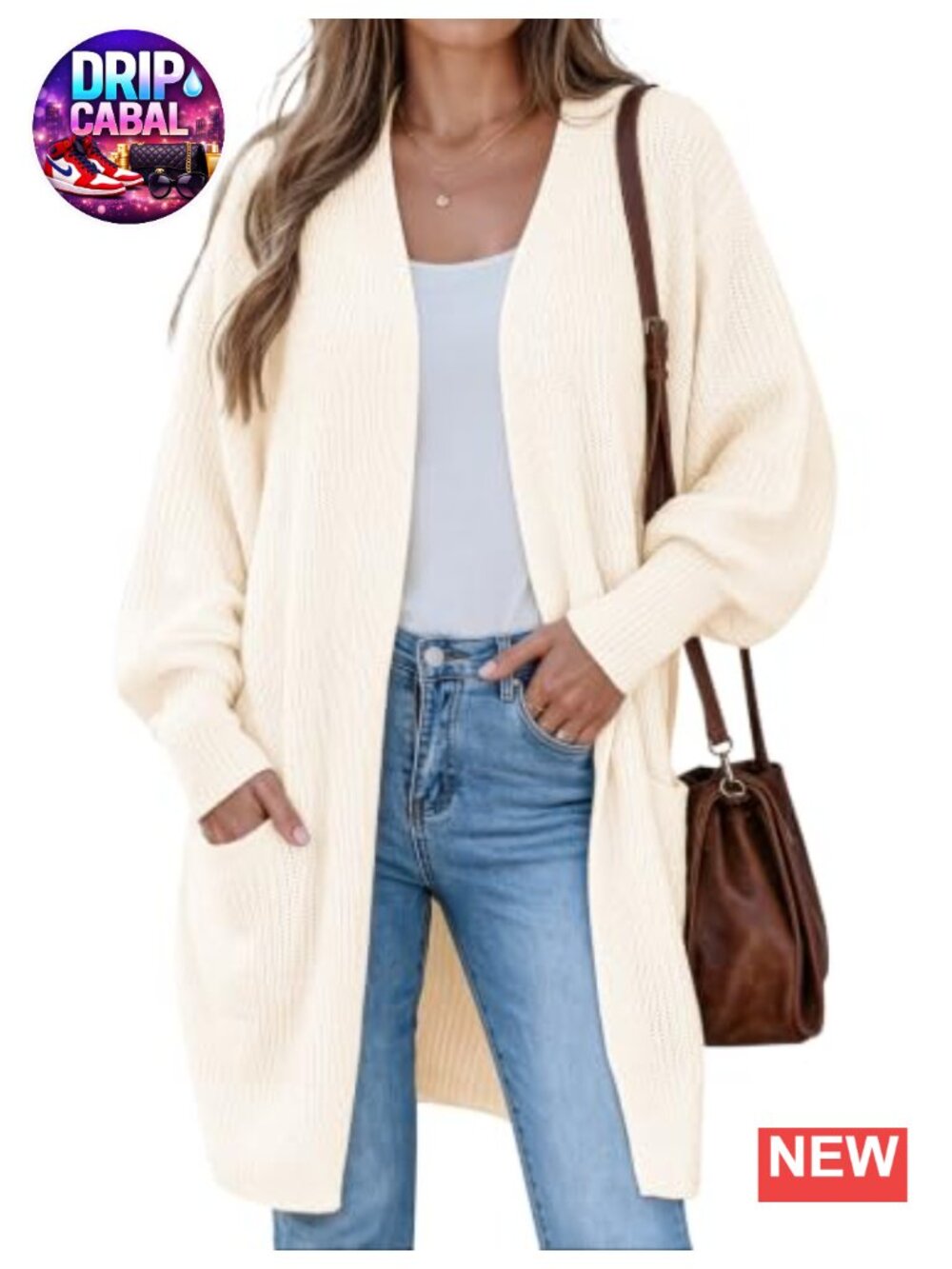 Women's Long Oversized Chunky Open Front Cardigan Sweater with Pockets